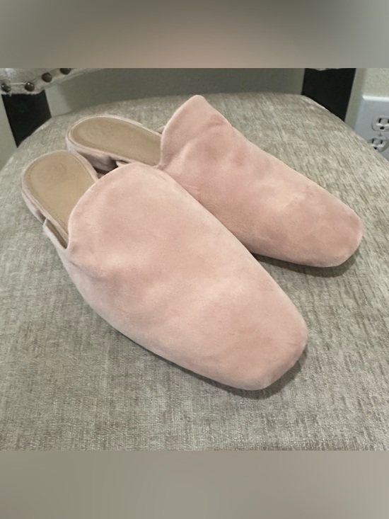 Tory Burch Shoes - Tory Burch Charlotta soft pink velvet mules, flat, SZ 9